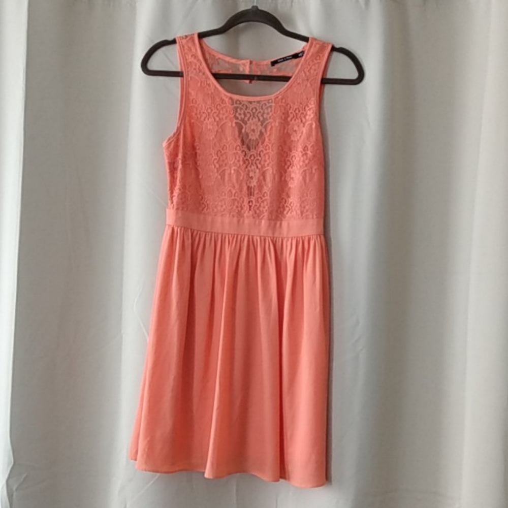 Coral dress with lace detail